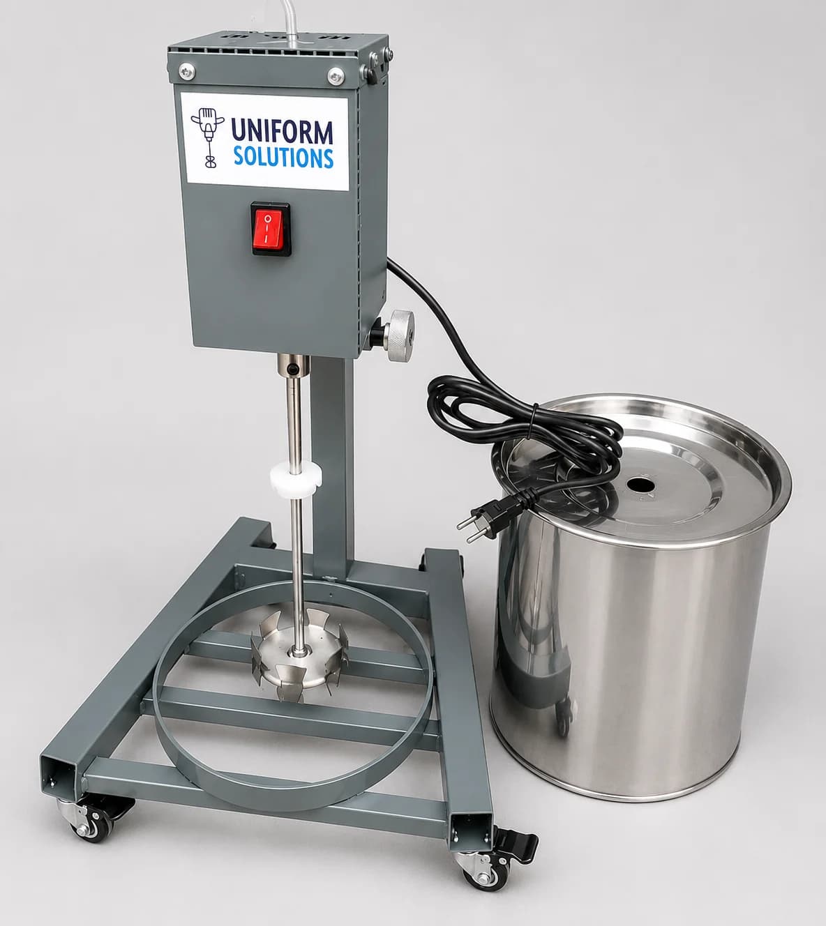 Liquid Mixing Machine 10 Litre — stand with dispersion blade and drum